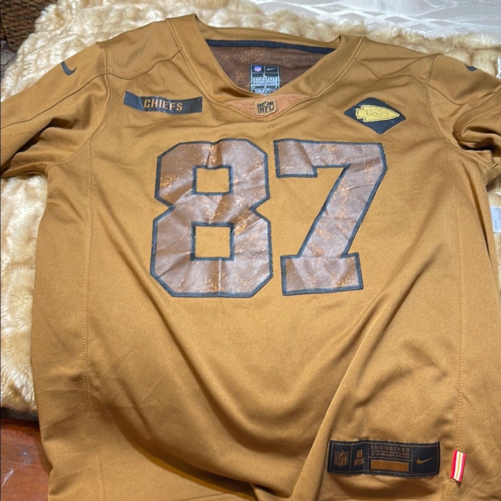 Nike Chiefs Tan Jersey KELCE Number 87 Kansas City chiefs salute to service